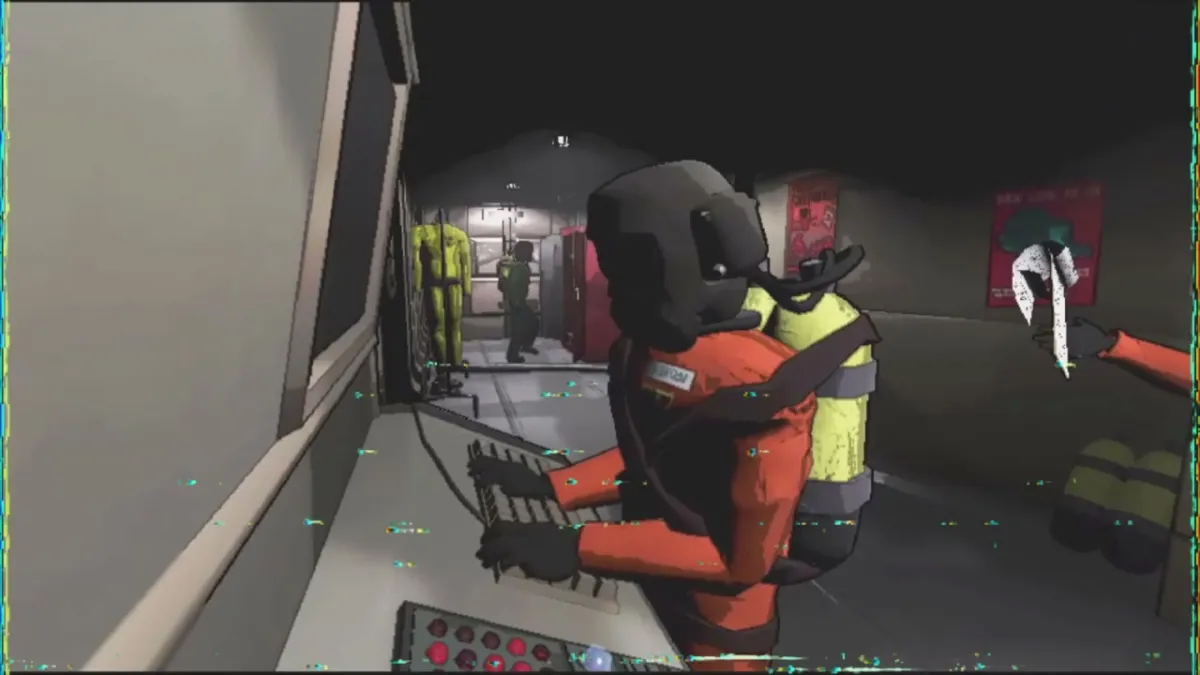 Lethal Company, with a player at a spaceship's terminal.