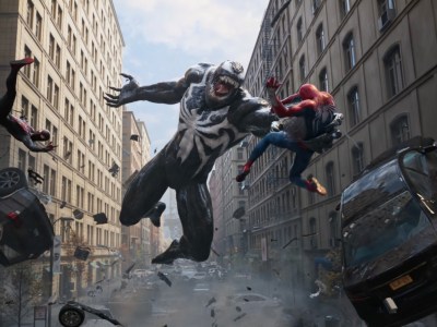 Venom fighting Spider-Man. This image is part of an article about the best action-adventure games of 2023.