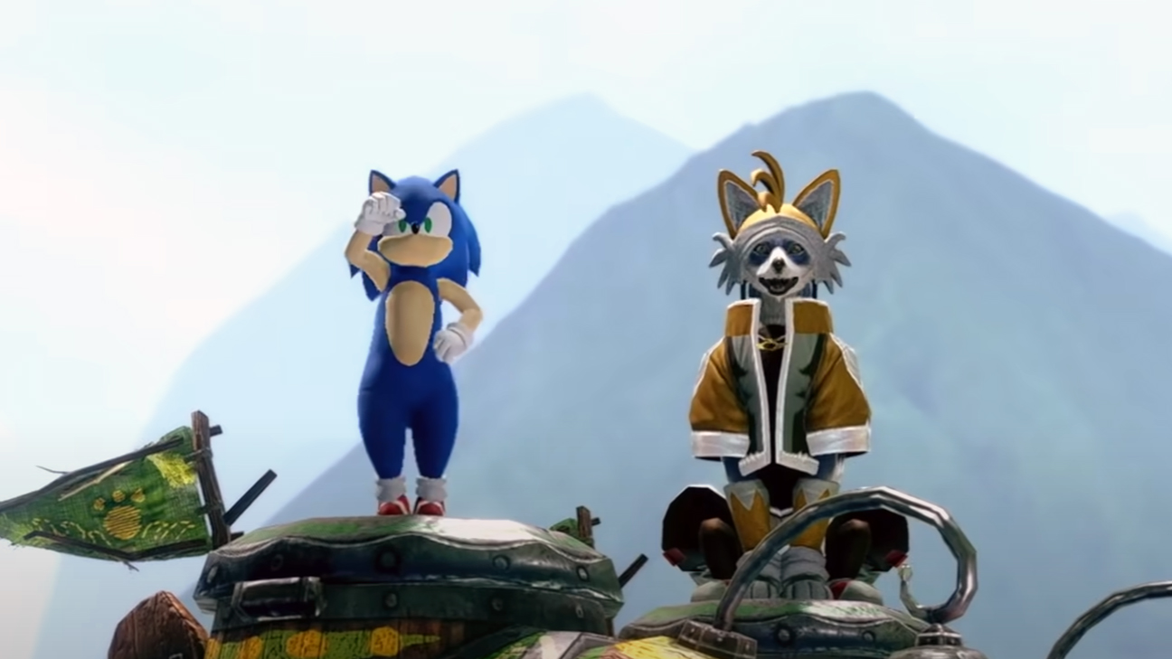 An image showing Sonic the Hedgehog in Monster Hunter Rise.