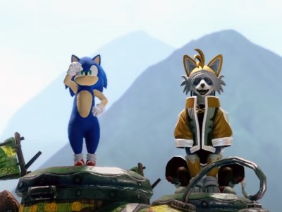 An image showing Sonic the Hedgehog in Monster Hunter Rise.