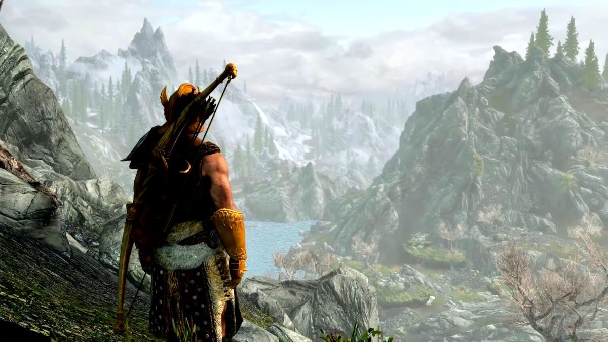 A lone player in The Elder Scrolls V: Skyrim