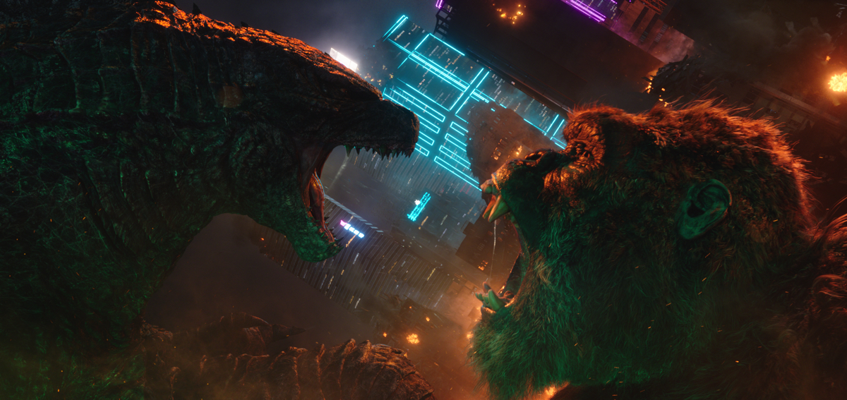 Godzilla yelling at Kong. This image is part of an article about how the MonsterVerse is doing what the Snyderverse couldn't.