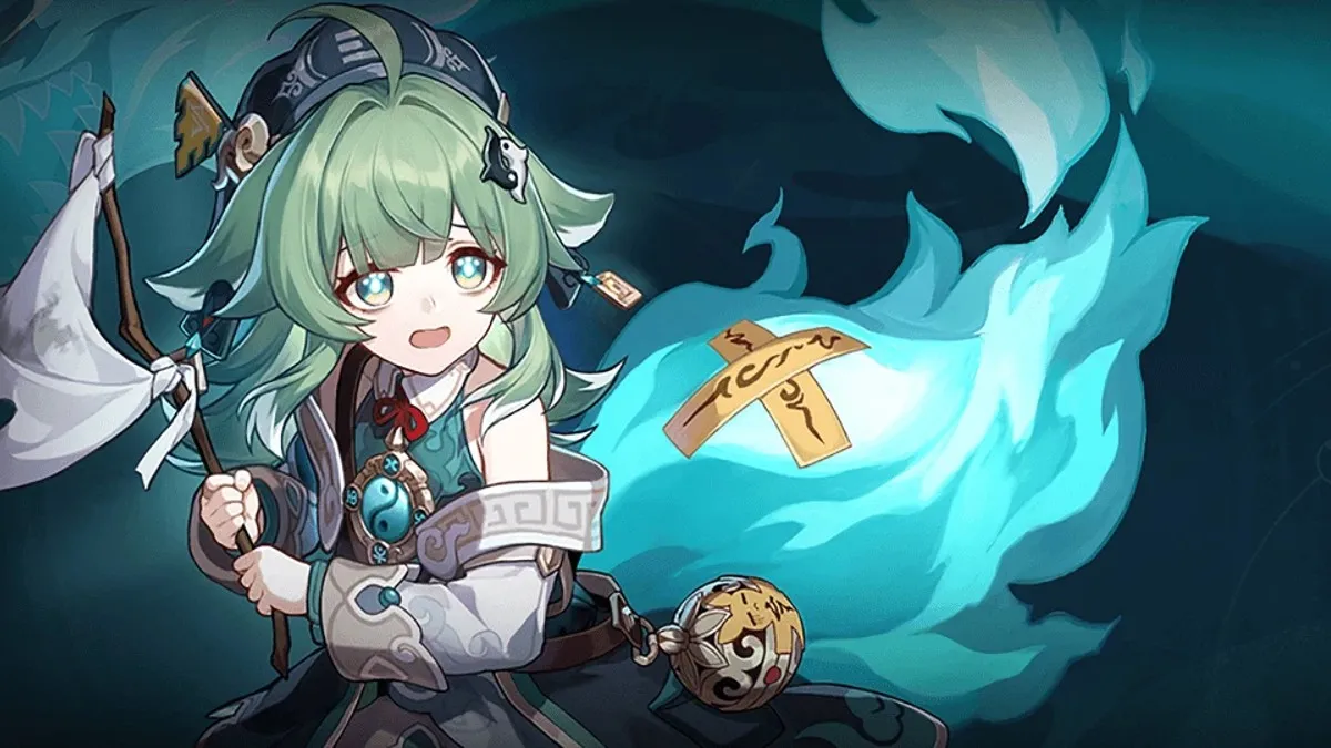 An image from Honkai: Star Rail showing a green-haired character cowering in fear.
