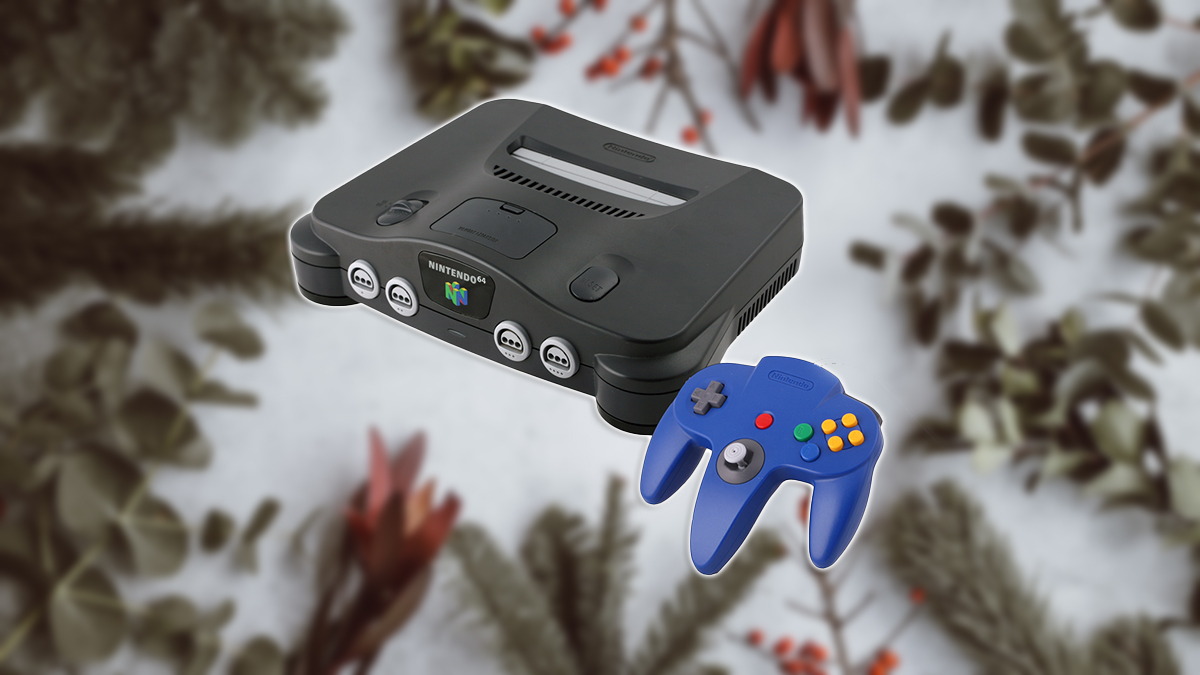 An image of the N64 against a festive background as part of an article on how it was a writer's favorite Christmas present.