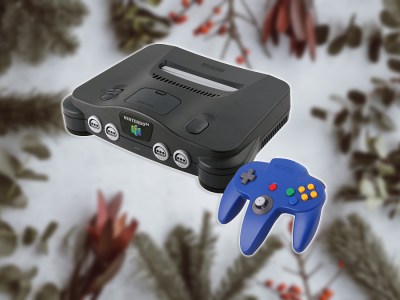 An image of the N64 against a festive background as part of an article on how it was a writer's favorite Christmas present.