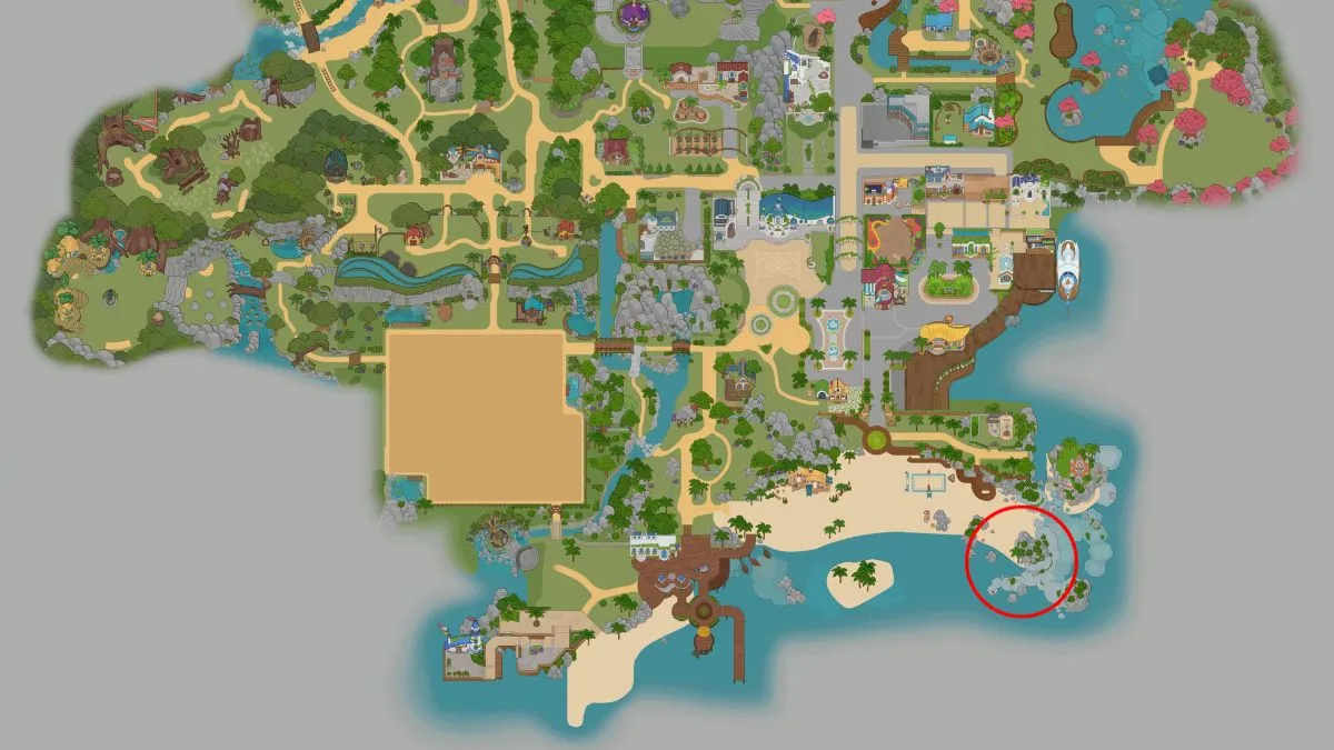 The map of Coral Island. This image is part of an article about how to find the mayor's lost hat in Coral Island.