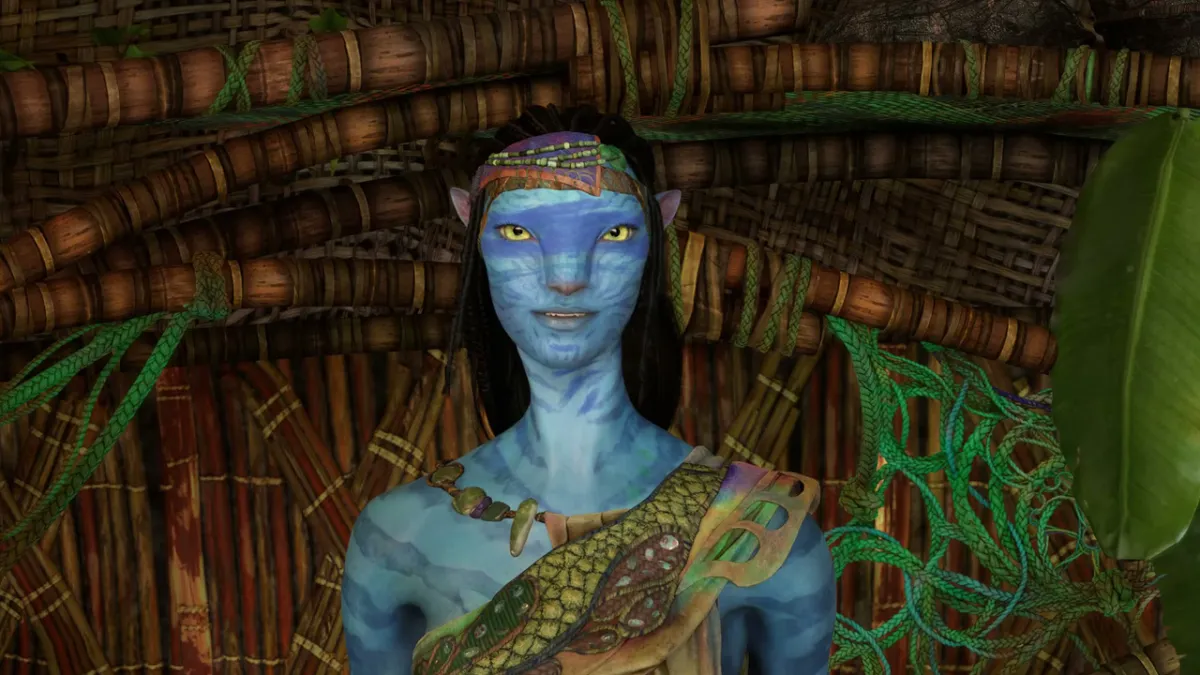 A blue-skinned Na'vi girl.