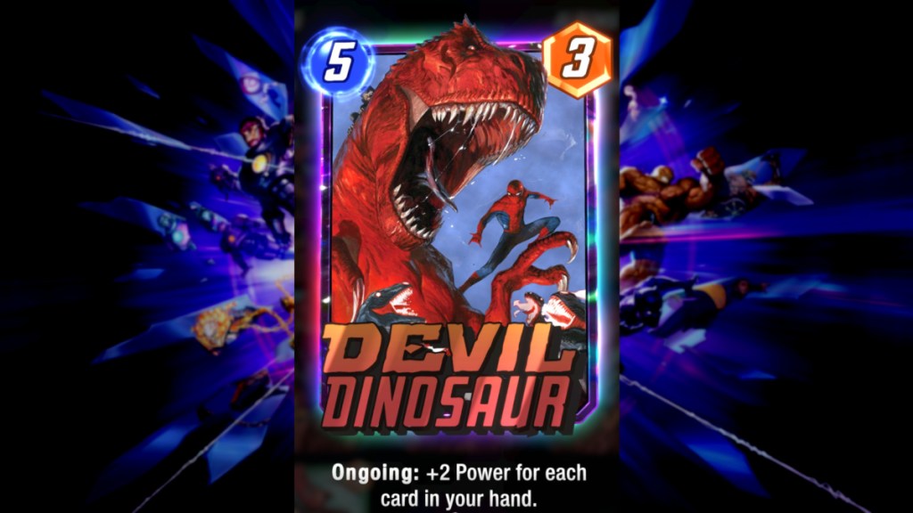 Devil Dinosaur's Ongoing card in Marvel Snap.