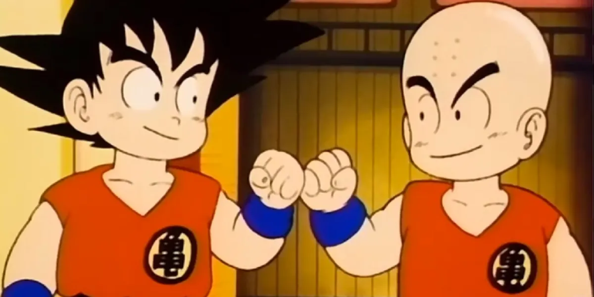 Goku and Krillin fist bump