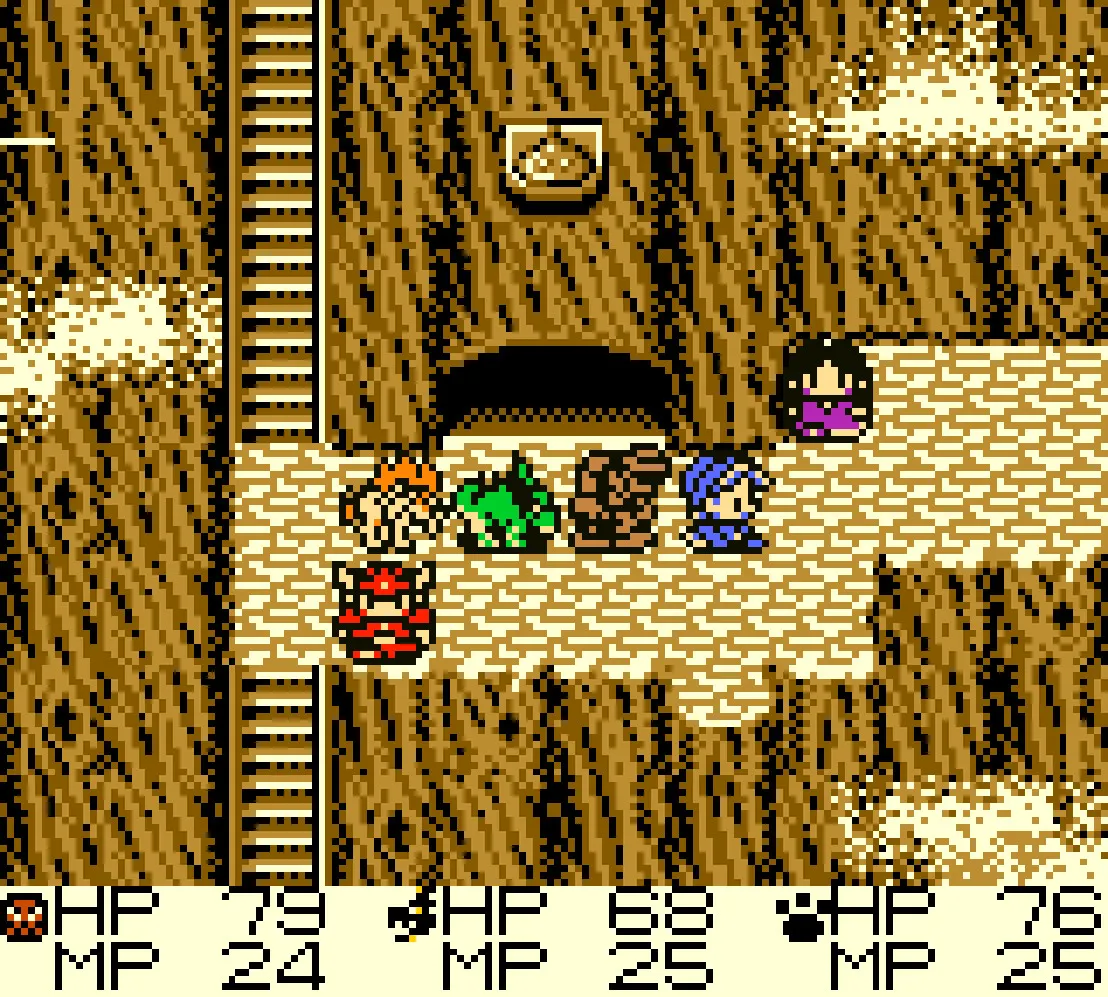 Personas en una cueva en Dragon Quest Monsters.