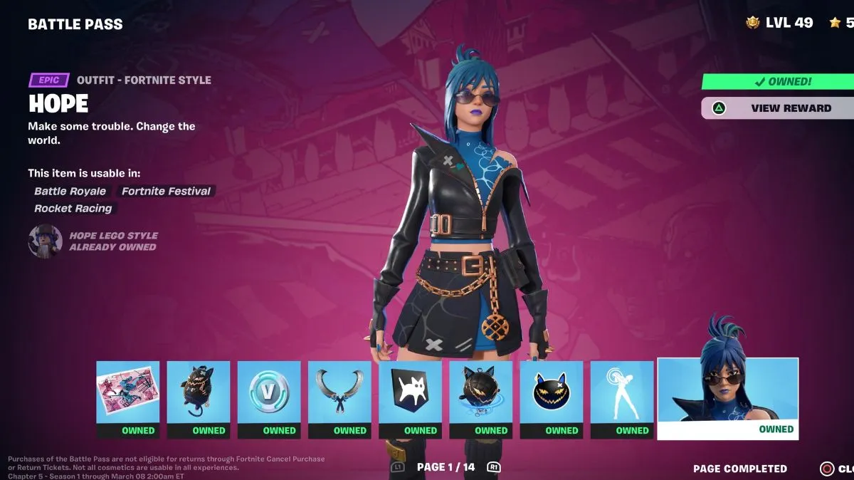The Hope skin in the Chapter 5 Battle Pass in Fortnite.