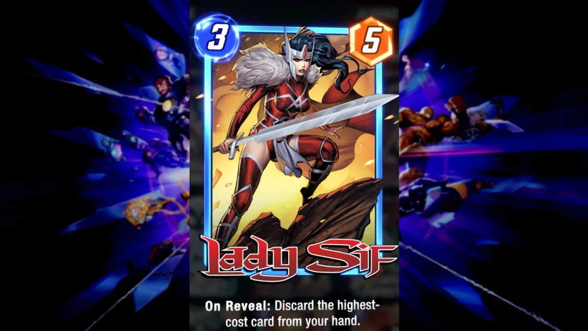 Lady Sif's Discard card in Marvel Snap.