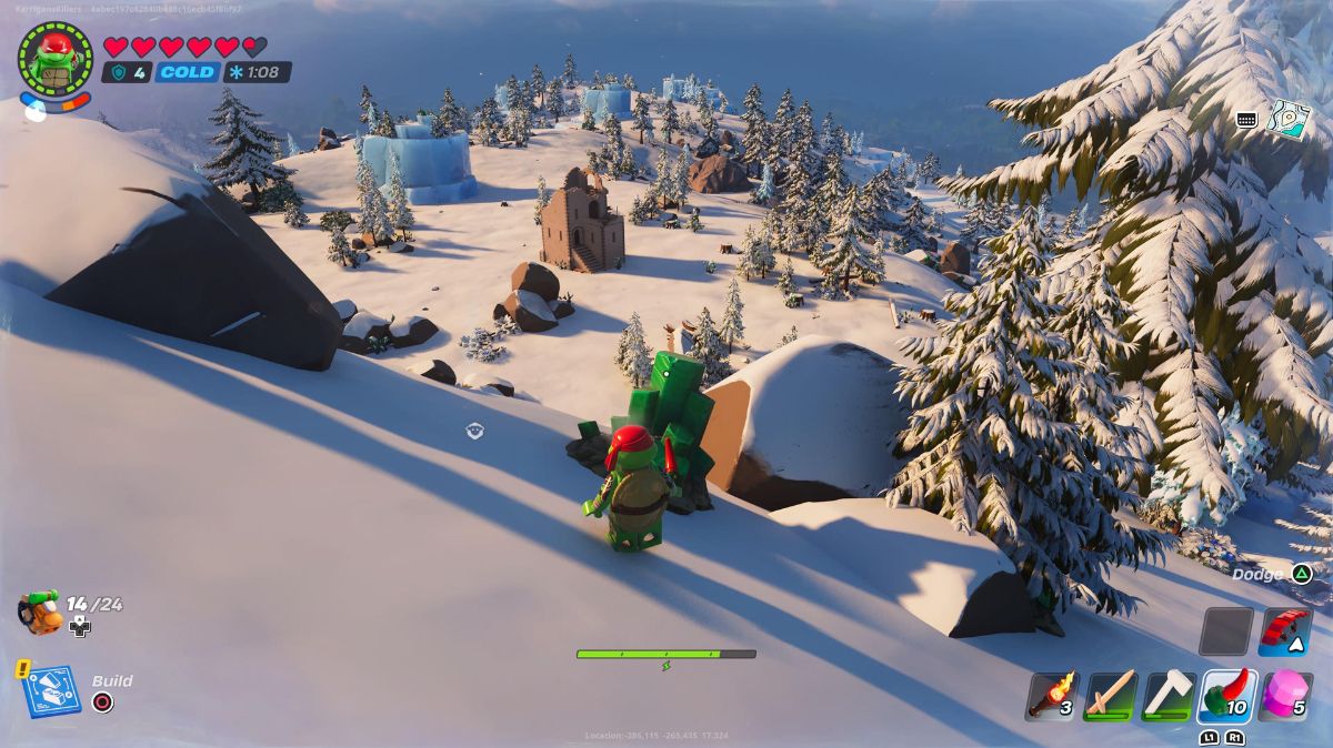 A Malachite rock formation at LEGO Fortnite.