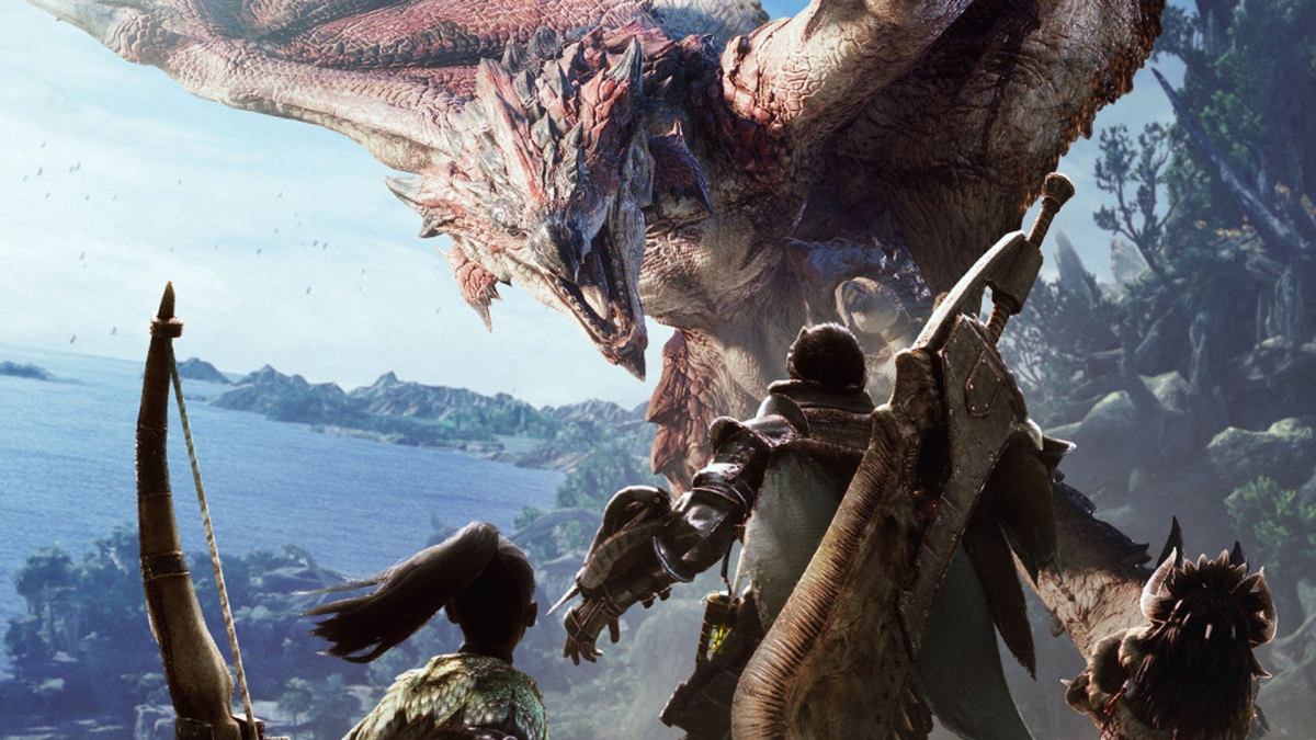A dragon in Monster Hunter: World. This image is part of an article about where to find Aqua Sac in Monster Hunter: World.