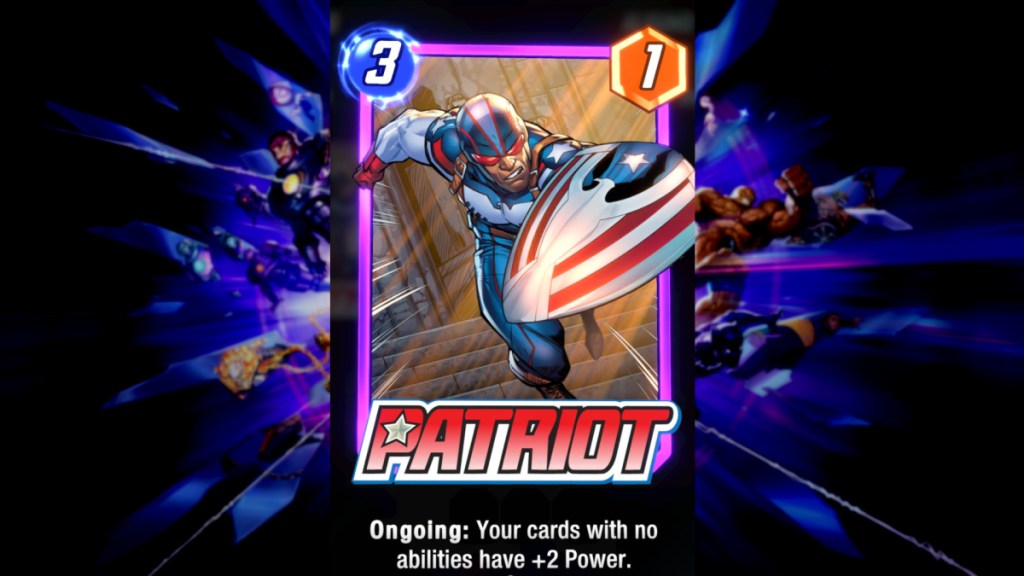 Patriot's Ongoing card on Marvel Snap.