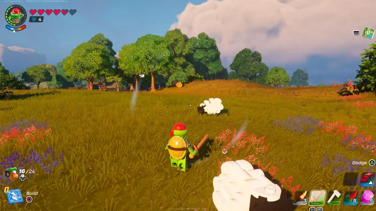 Sheep in LEGO Fortnite. This image is part of an article about how to make Wool Fabric in LEGO Fortnite.