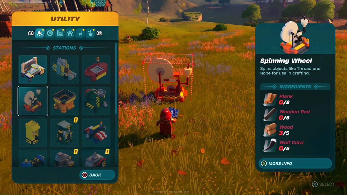 A Spinning Wheel used to make Silk Thread in LEGO Fortnite.