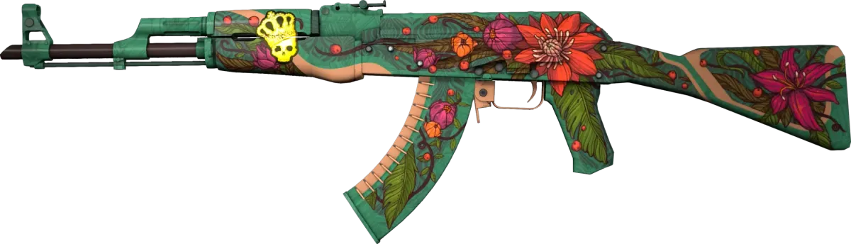 The AK-47 Lotus in CS2. This image is part of an article about the most expensive skins ever in Counter-Strike 2 (CS2).