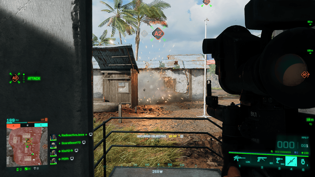 Un jugador disparando un juego de rol en Battlefield. 
