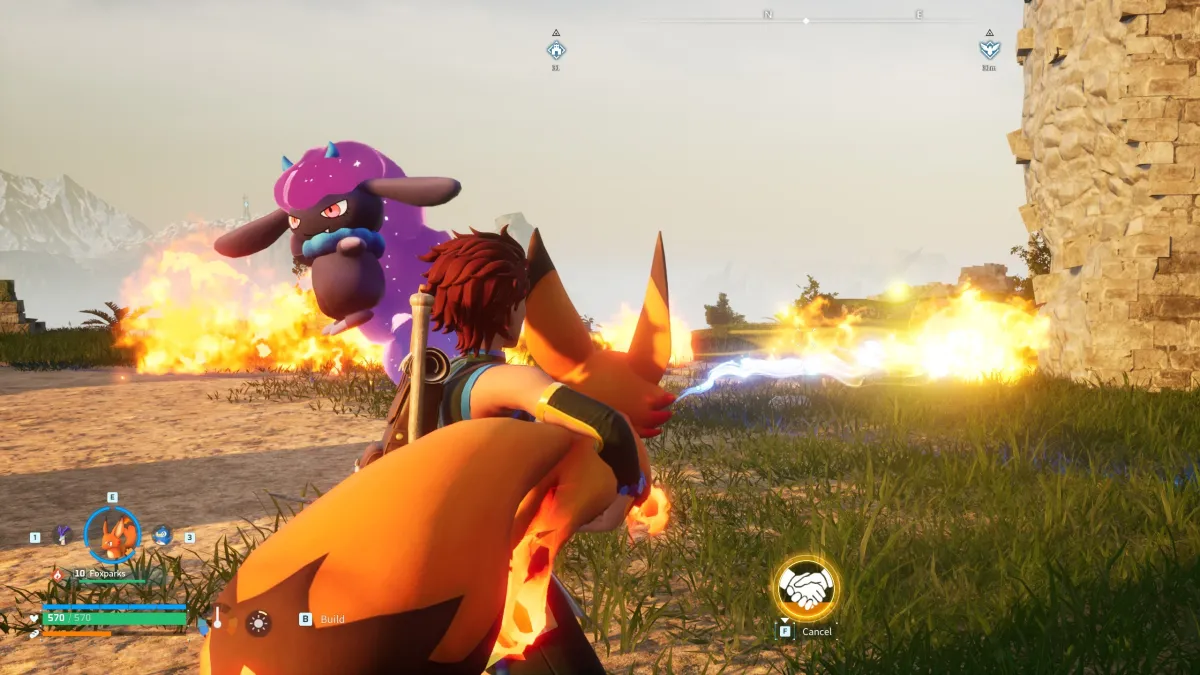 Foxparks as a Flamethrower. This image is part of an article about how to get and make Kindling in Palworld.