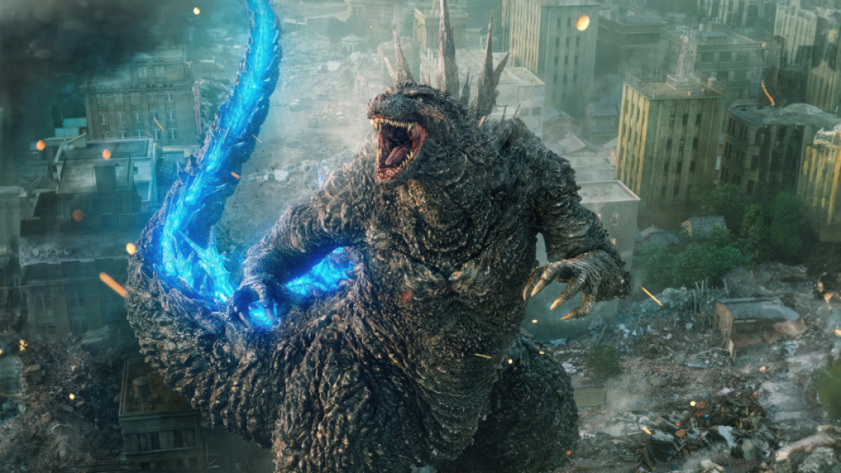 Godzilla Minus One parado en la ciudad