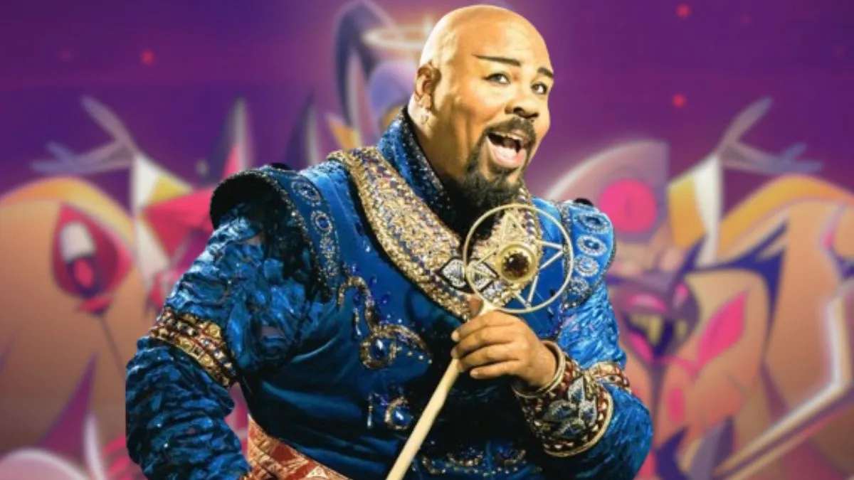 James Monroe Iglehart singing. This image is part of an article about why people thought Jason Statham voiced Zestial in Hazbin Hotel.