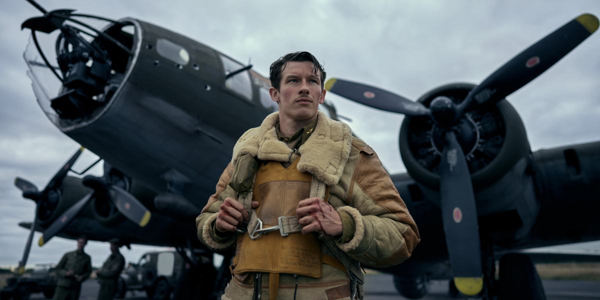 Callum Turner as John Egan. This image is part of an article about all the major actors and the cast list for Masters of the Air.