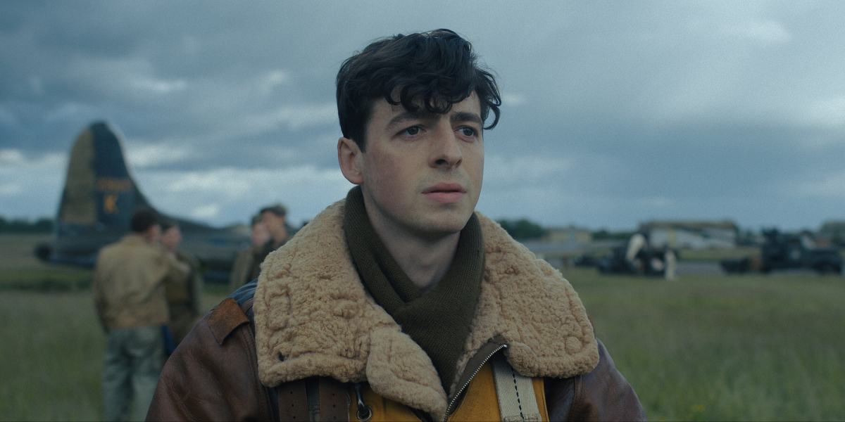 Anthony Boyle as Harry Crosby. This image is part of an article about all the major actors and the cast list for Masters of the Air.