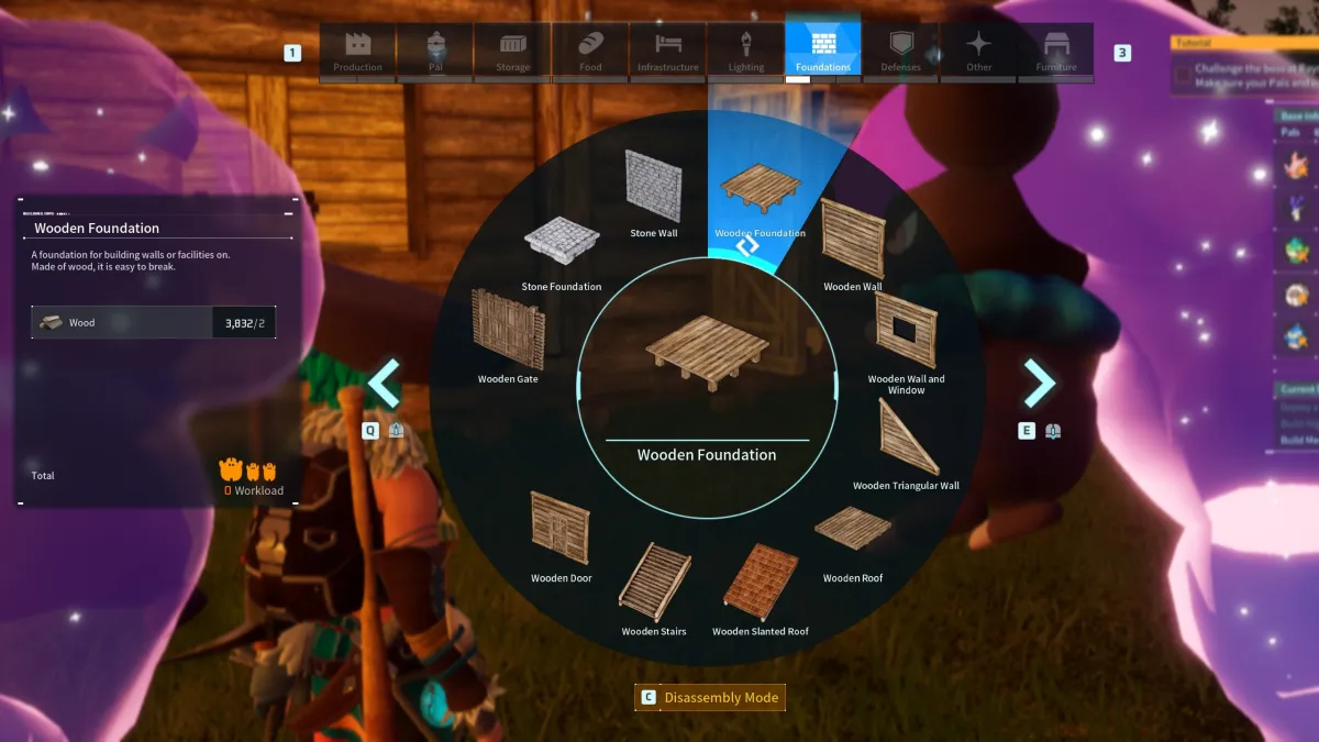 An image of the Build menu in Palworld, from which you will be able to construct your house.