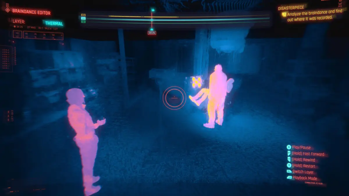 The Thermal view of a Braindance in Cyberpunk 2077