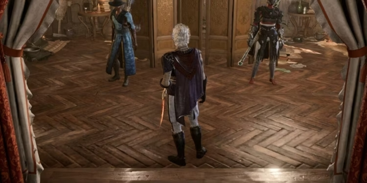 The player shows off his cloak
