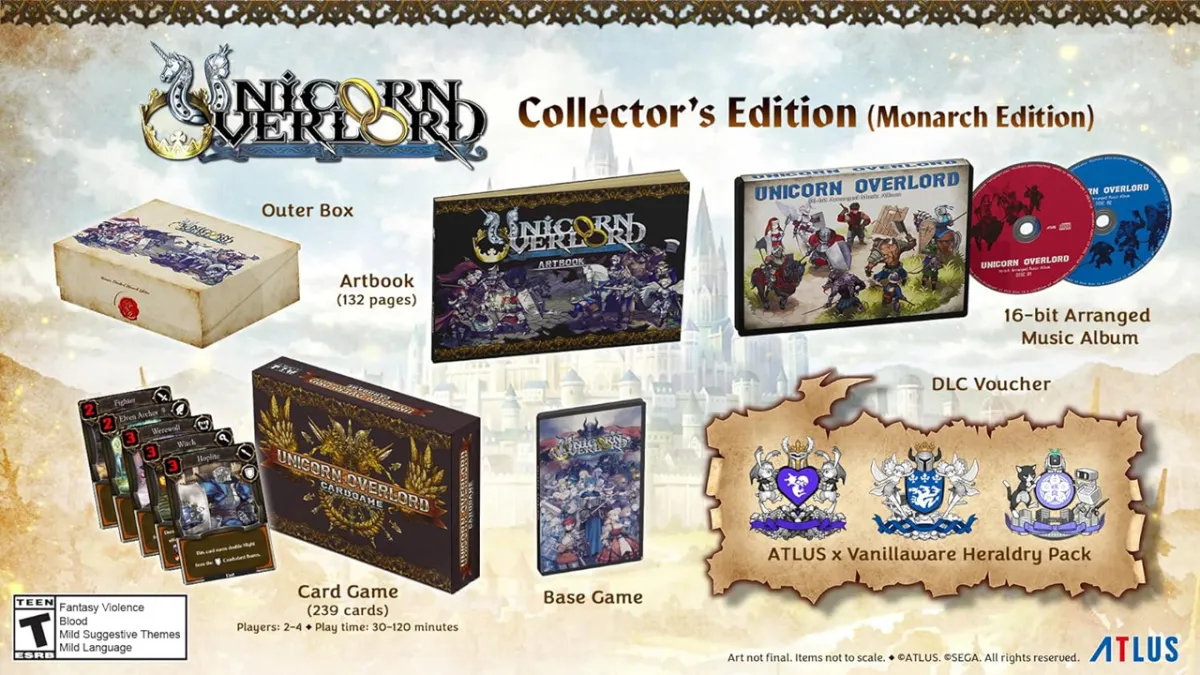 Unicorn Overlord's Collector's Edition, with CDs, a card game and more. 