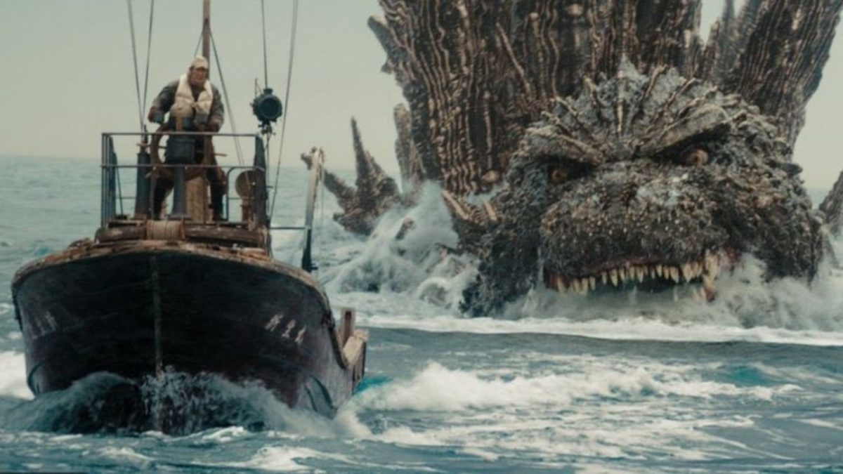 Godzilla Minus One Godzilla chasing boat scene