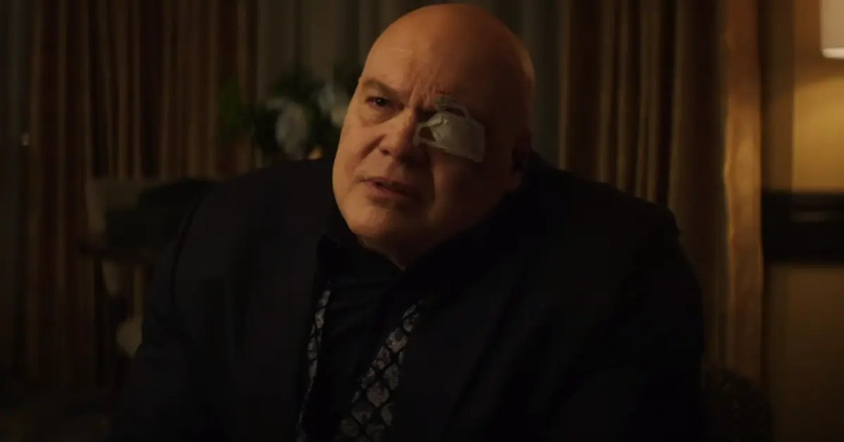 Kingpin wearing his eyepatch in Echo. This image is part of an article about how Echo's mid-credits scene sets up a major Daredevil storyline.