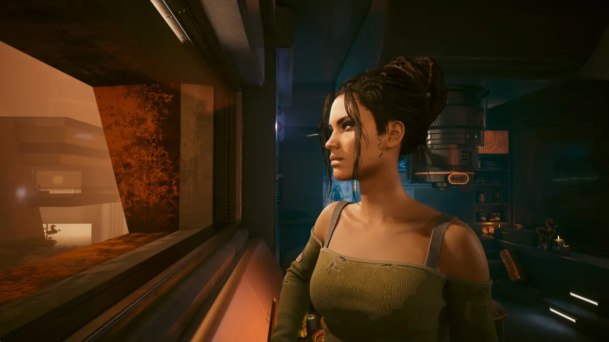Panam in Cyberpunk 2077. This image is part of an article about all the romance options in Cyberpunk 2077 2.1.