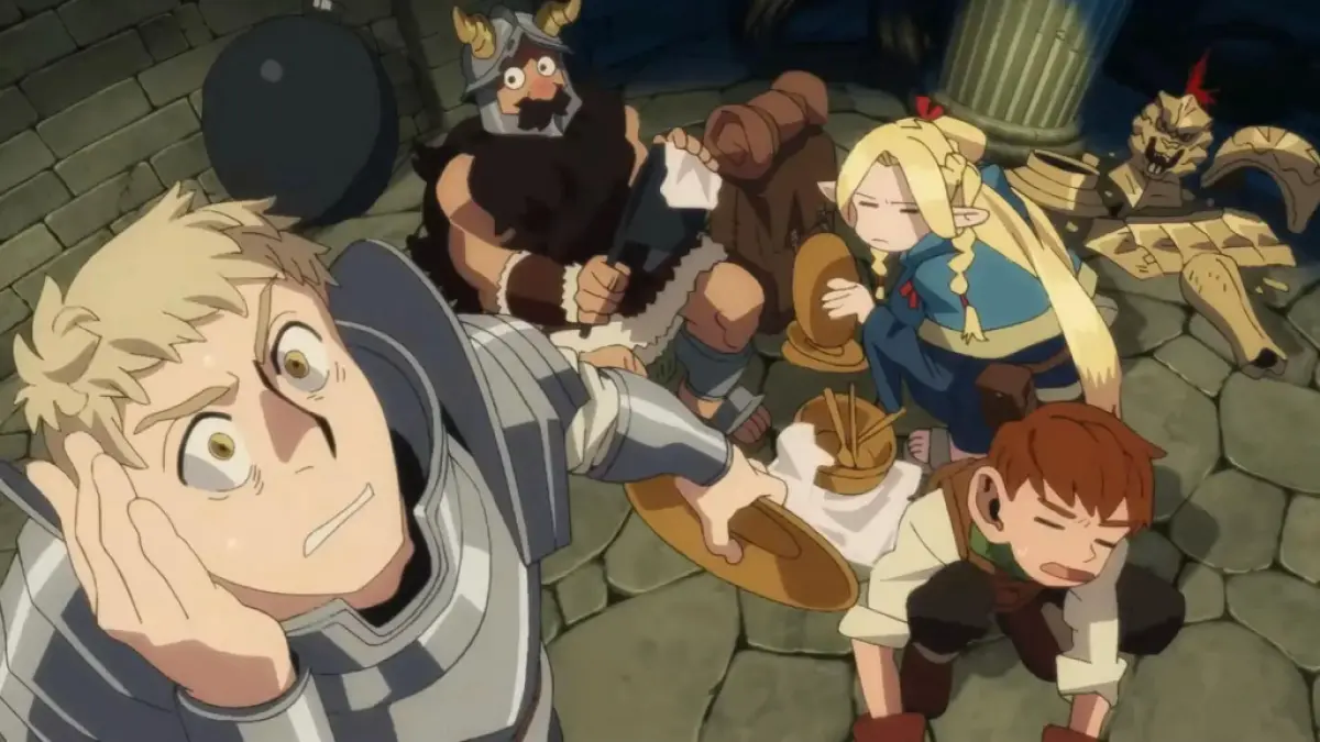 Characters in a dungeon in Delicious in Dungeon. This image is part of an article about the best Winter anime of 2024.