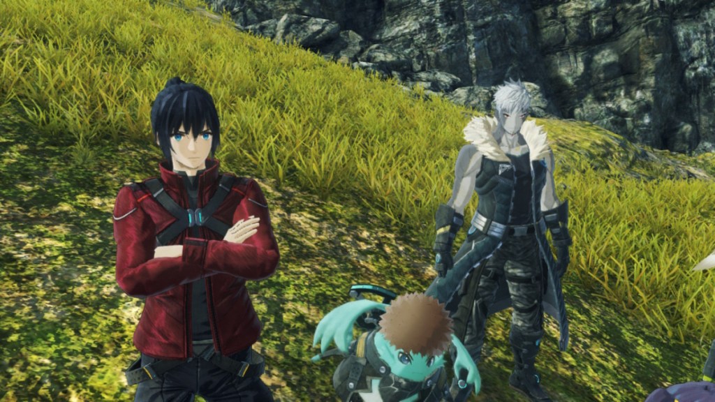 A couple of characters standing around in the Xenoblade Chronicles games. 