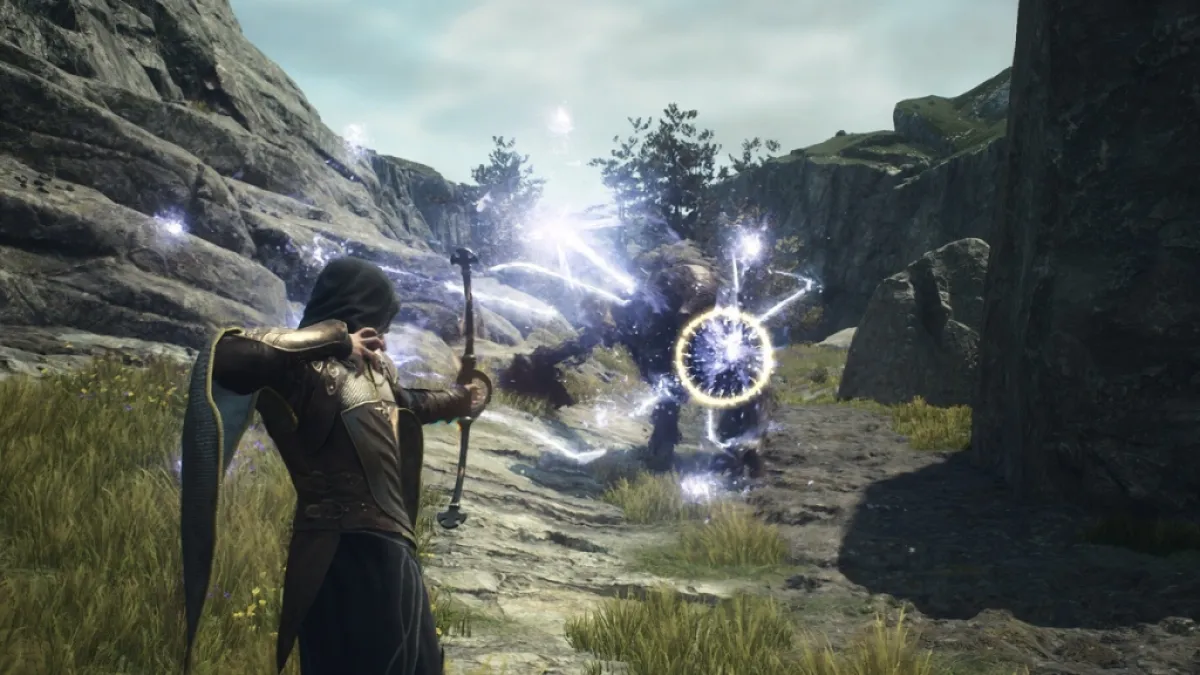 A player shooting an arrow. This image is part of an article about how Dragon’s Dogma 2 & Delicious in Dungeon Are Part of Fantasy’s Big Post-BG3 Refresh.