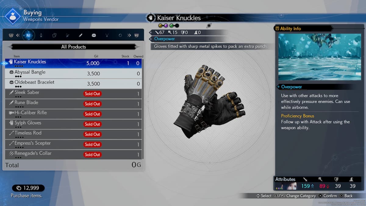 weapons in ff7 rebirth