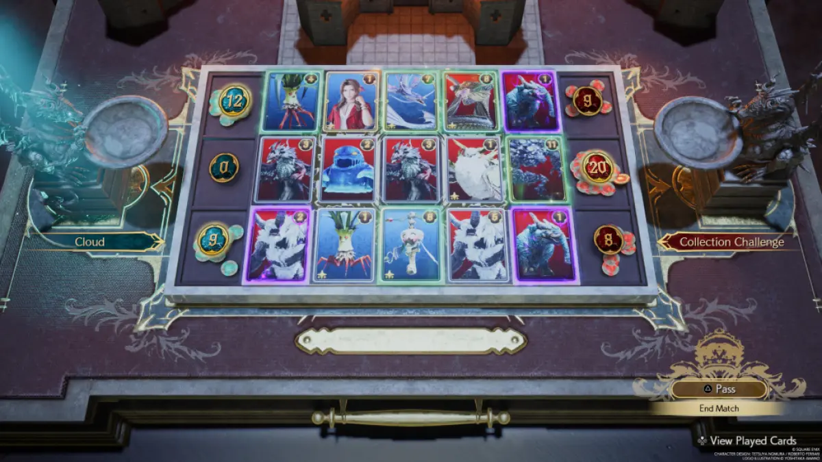 Изображение с карточного карнавала на Коста-дель-Соль, показывающее матч «Кровь королевы» как часть статьи о том, как решить все эти головоломки в Final Fantasy 7 FF7 Rebirth.