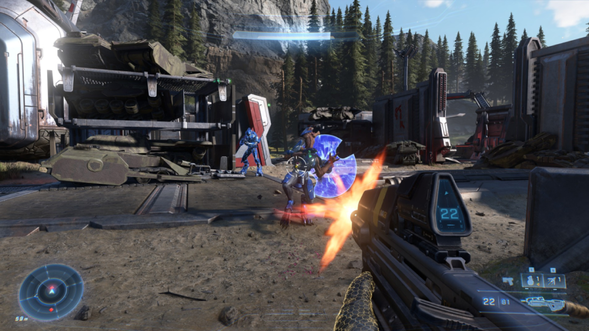 A screenshot of Halo Infinite gameplay. This image is part of an article about how to play the Halo games in order.