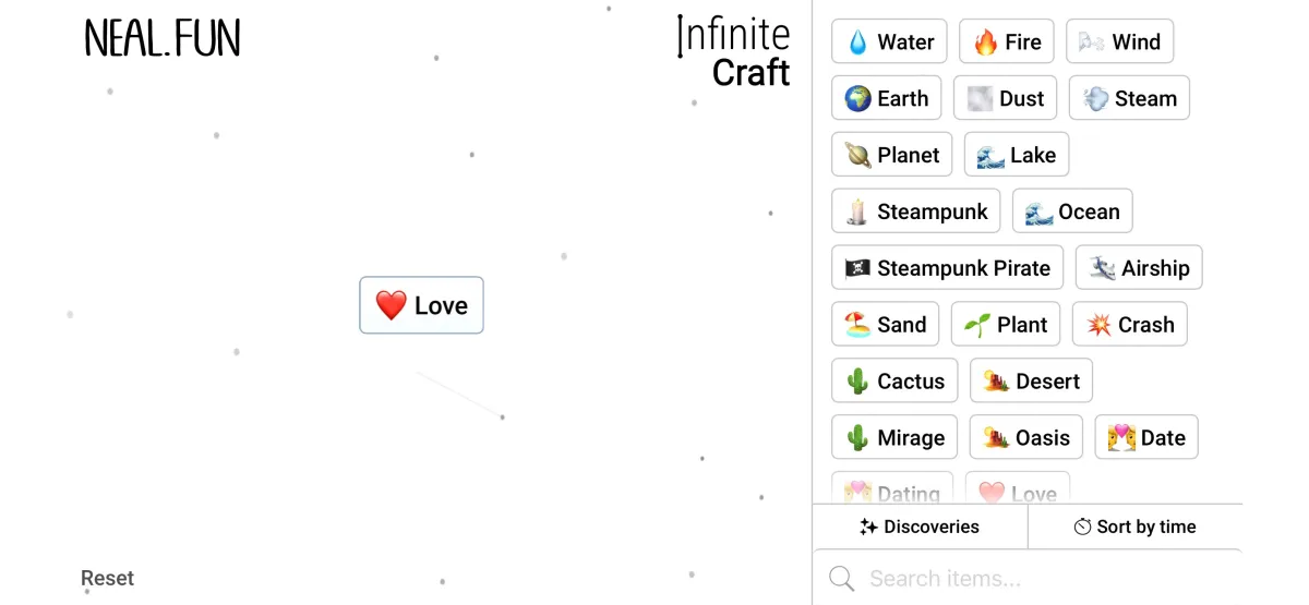 Love in Infinite Craft.