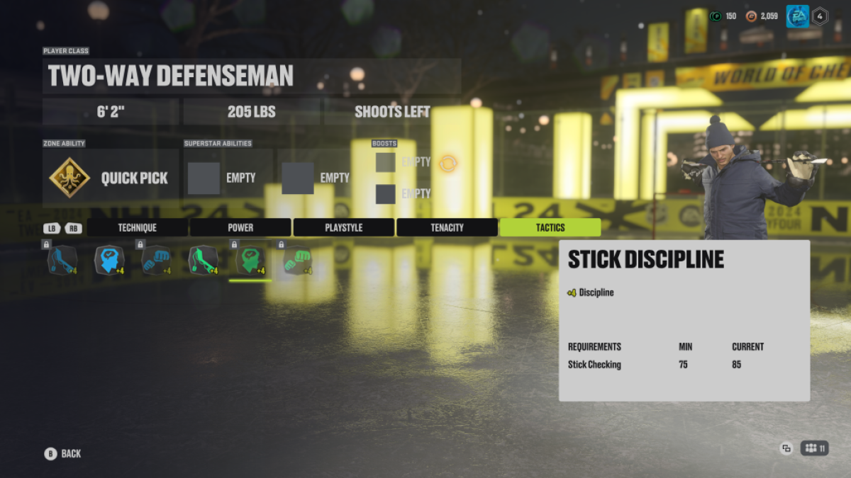 A two-way defenseman in NHL 24. This image is part of an article about the best defense build in NHL 24.