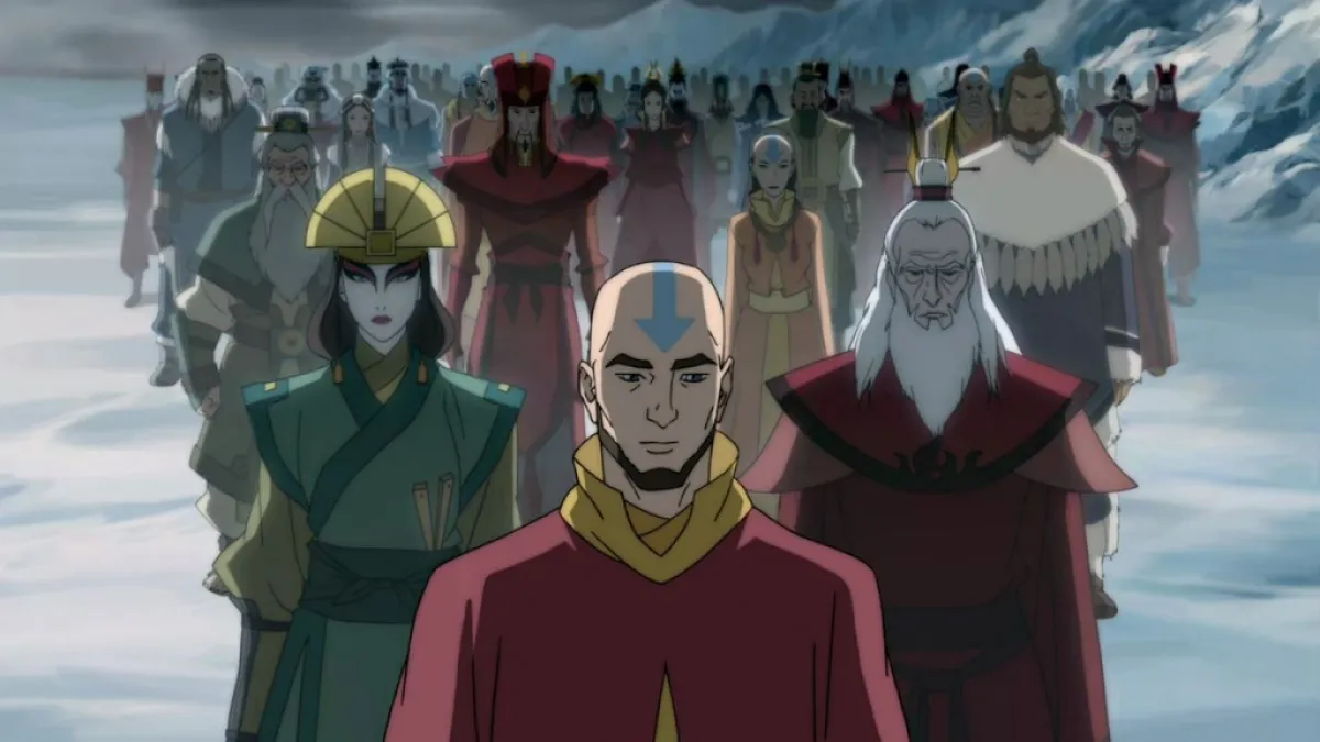 Aang in The Legend of Korra. This image is part of an article about how did Aang die after Avatar: The Last Airbdener and another about who was the avatar before Aang.