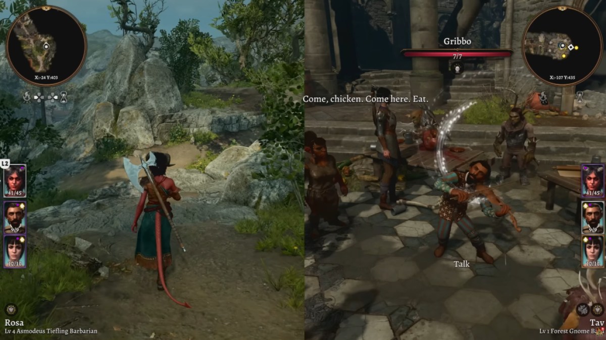 Split-screen gameplay in Baldur's Gate 3. This image is part of an article about why I'm the reason the Xbox Series S|X doesn't have a killer app yet.