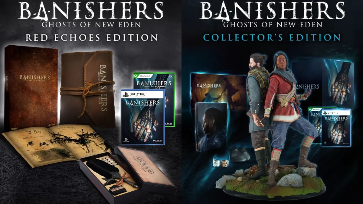 Images of the Red Echoes Edition and Collector's Edition of Banishers: Ghosts of New Eden. 