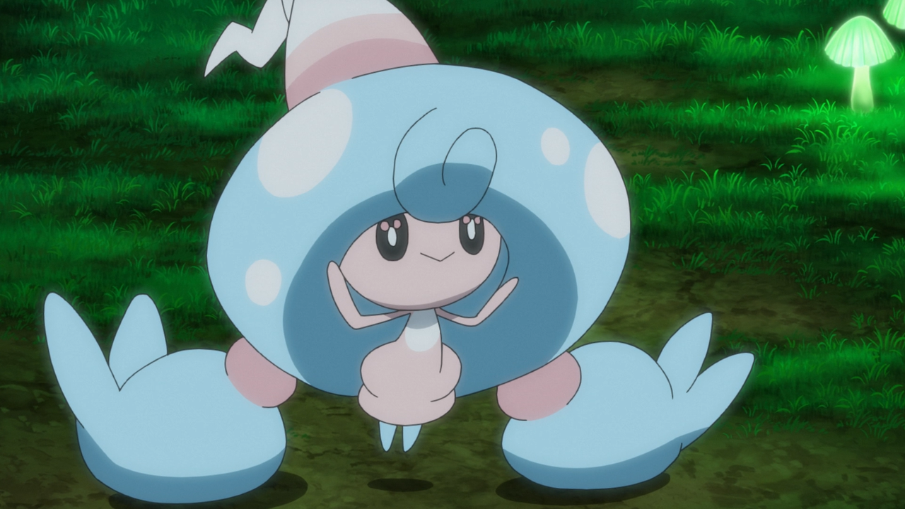cute little hattrem from the pokemon anime holding its hands up