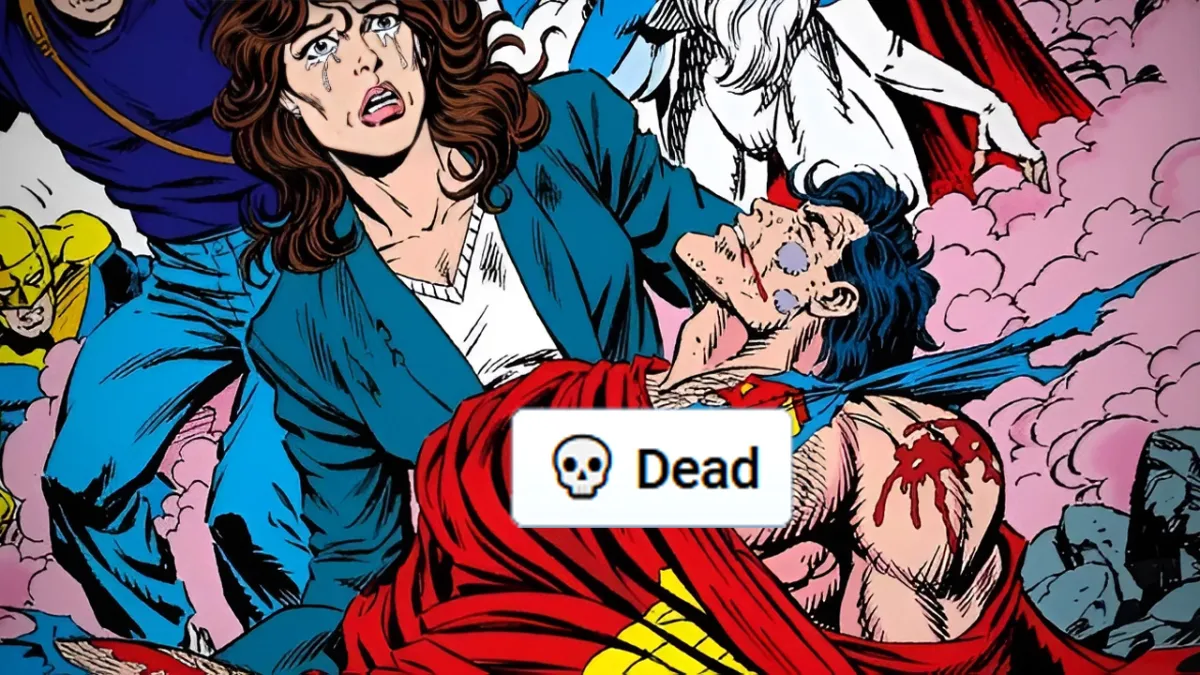 Lois Lane holding a Superman, with an Infinite Craft 'dead' box over him.