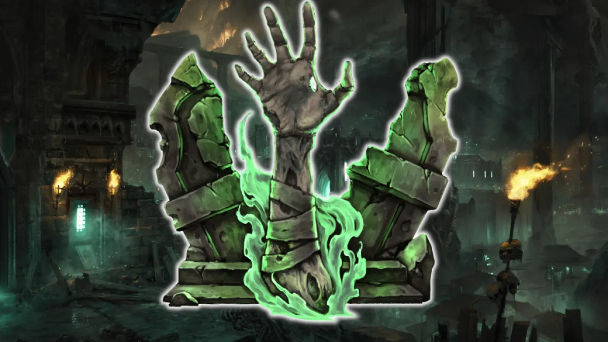 A hand coming out of the ground. This image is part of an article about the best Acolyte mastery and builds in Last Epoch.