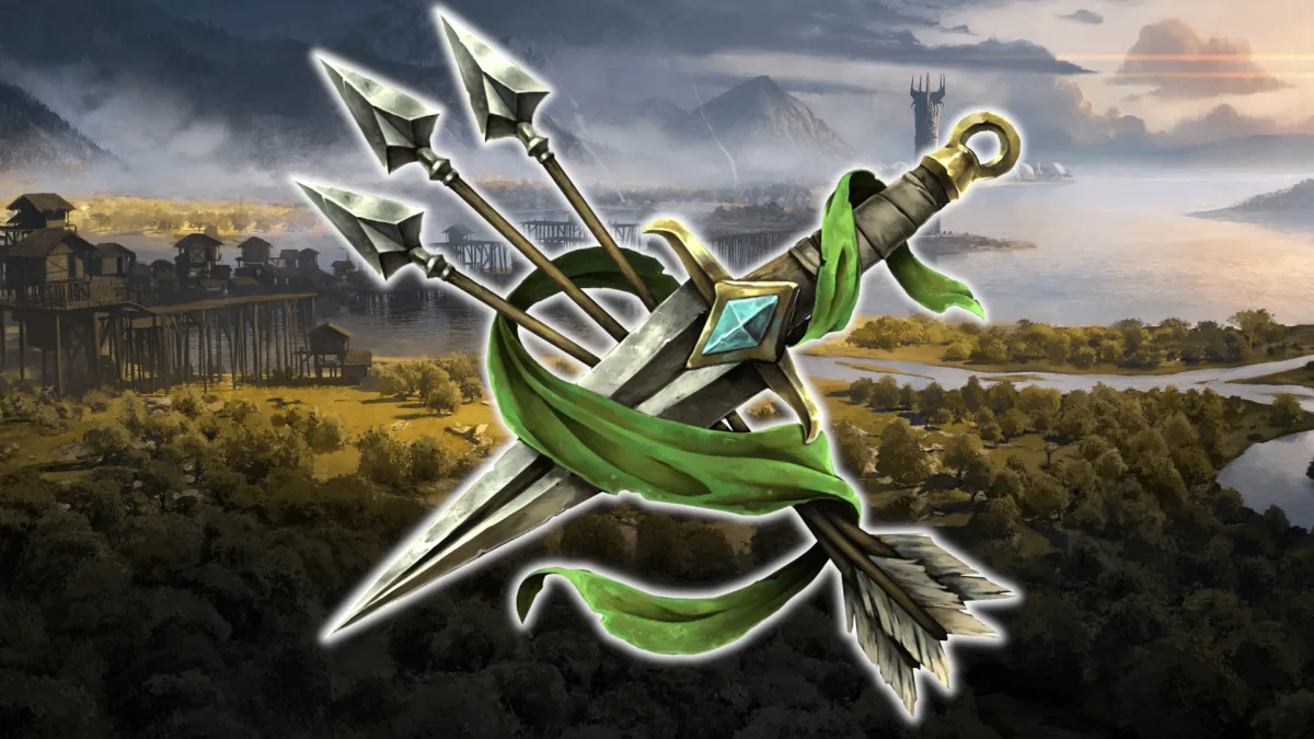 A sword and arrows in Last Epoch. This image is part of an article about the best rogue mastery and builds in Last Epoch.